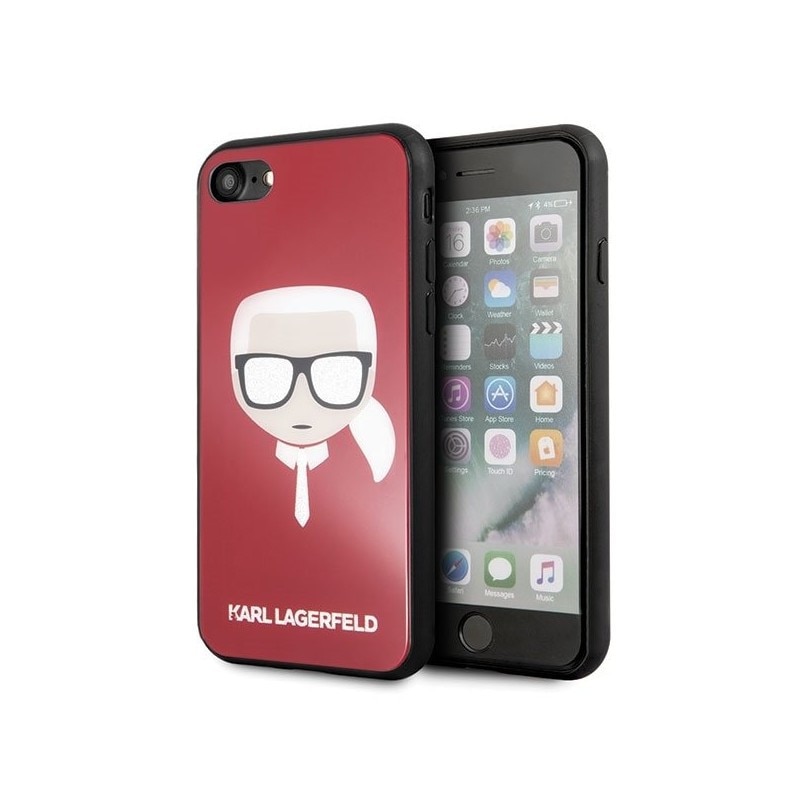 Husa Originala Premium Karl Lagerfeld iPhone X/xs Iconic Glitter Karl's Head Rosu