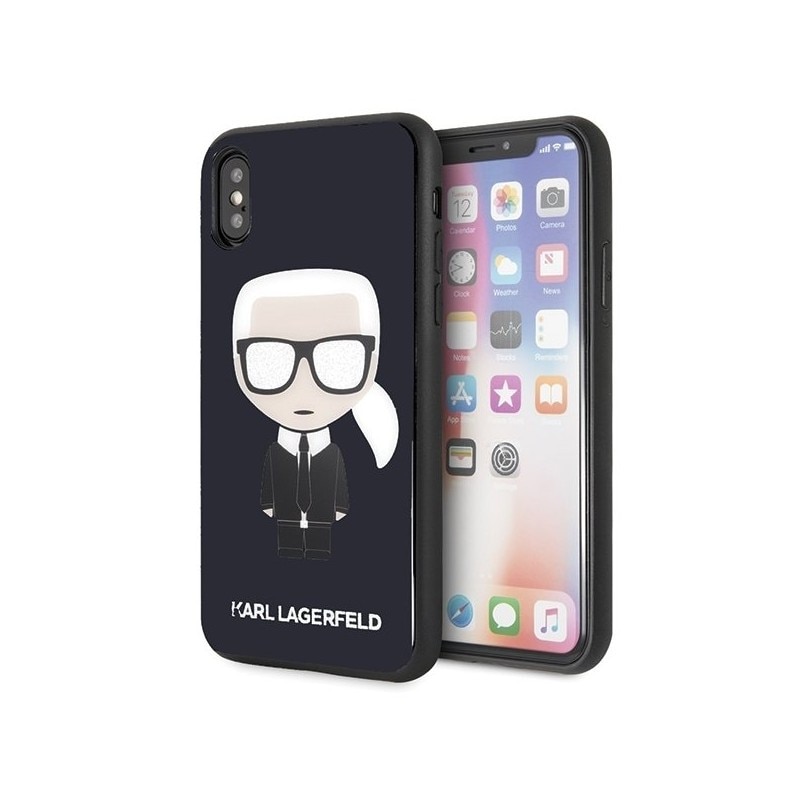 Husa Originala Premium Karl Lagerfeld iPhone X/xs Iconic Glitter Karl's Head Navy Blue