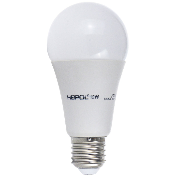 Bec LED HEPOL, forma A60, E27, 12W, 25000 ore, lumina calda