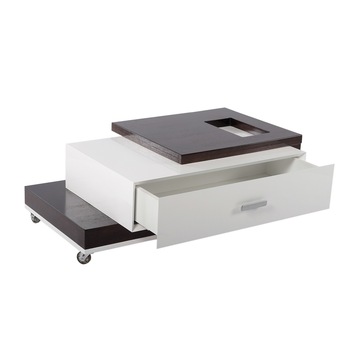 Masa cafea MCMCA012, Wenge cu Alb Lucios Masa cafea MCMCA012, Wenge cu Alb Lucios