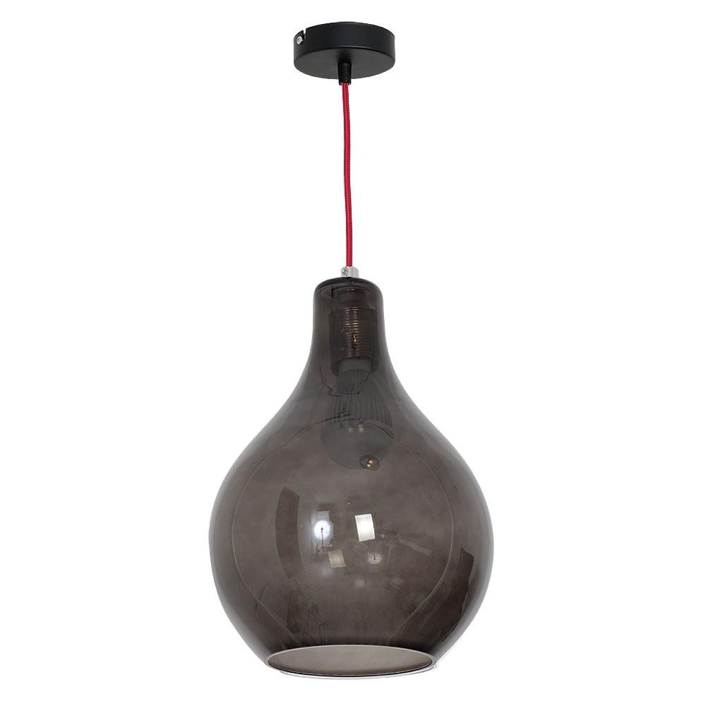 Pendul ESL Single, 1x60W, E27, Sticla, Negru/Rosu