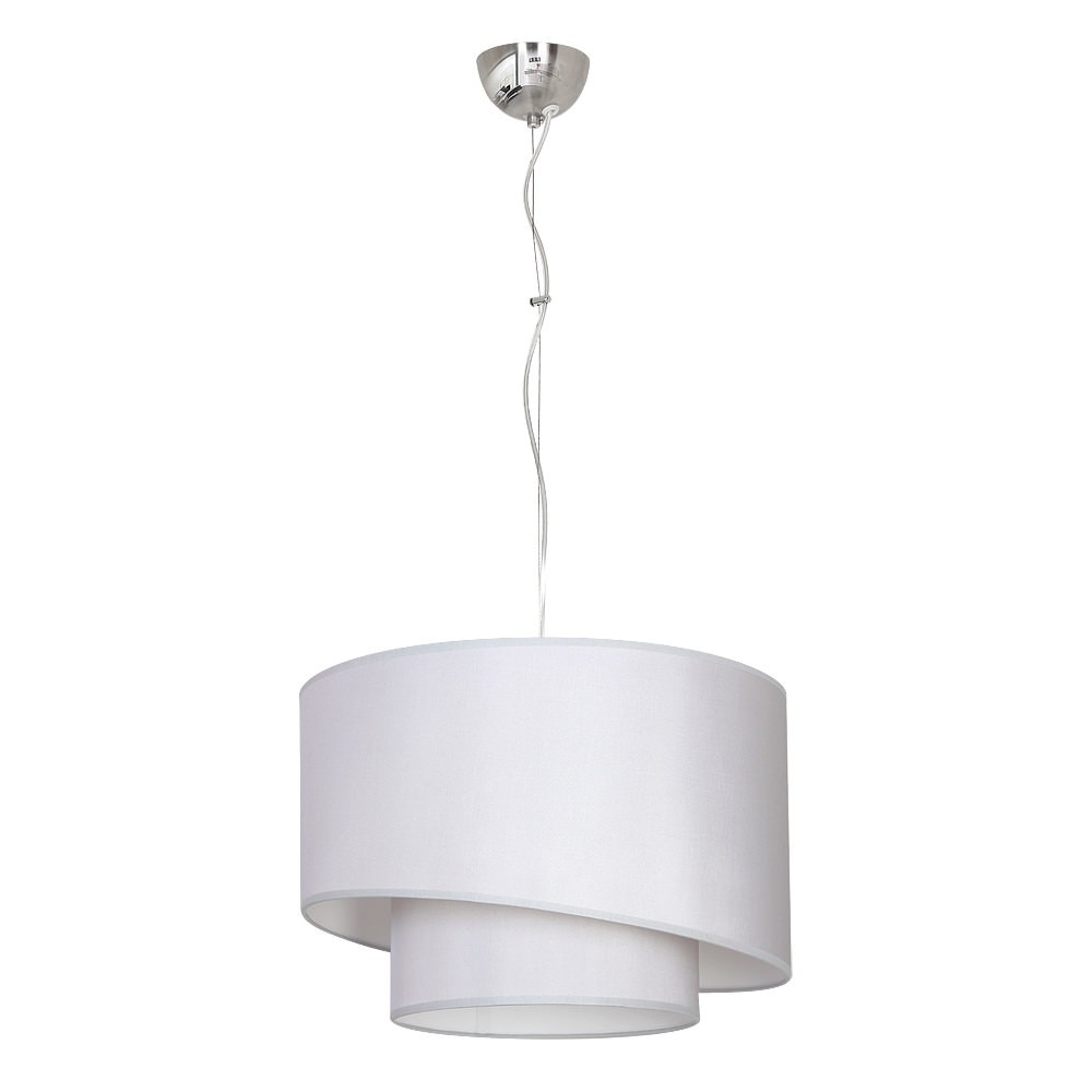 Pendul ESL Shade, 1x60W, E27, Metal/Textil, Argintiu/Alb