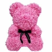 Ursulet Urs Rose Bear din Trandafiri Roz Decorat Manual, inaltime 25 cm - cadoul perfect