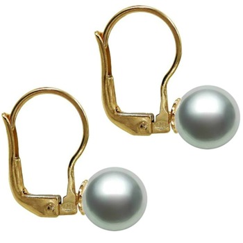 Cercei Aur Galben de 14 karate si Perle Naturale Gri Premium Cercei Aur Galben de 14 karate si Perle Naturale Gri Premium