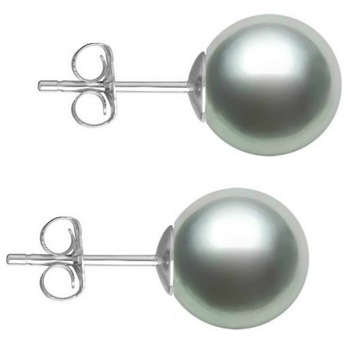 Cercei Aur Alb de 14 karate si Perle Naturale Premium Gri Cercei Aur Alb de 14 karate si Perle Naturale Premium Gri