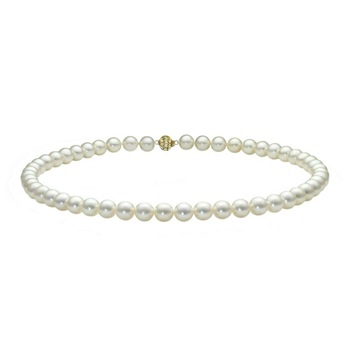 Colier cu Perle Naturale Akoya, de 5,5 - 6 mm, cu Inchizatoare Sferica din Aur Galben de 14 karate Colier cu Perle Naturale Akoya, de 5,5 - 6 mm, cu Inchizatoare Sferica din Aur Galben de 14 karate