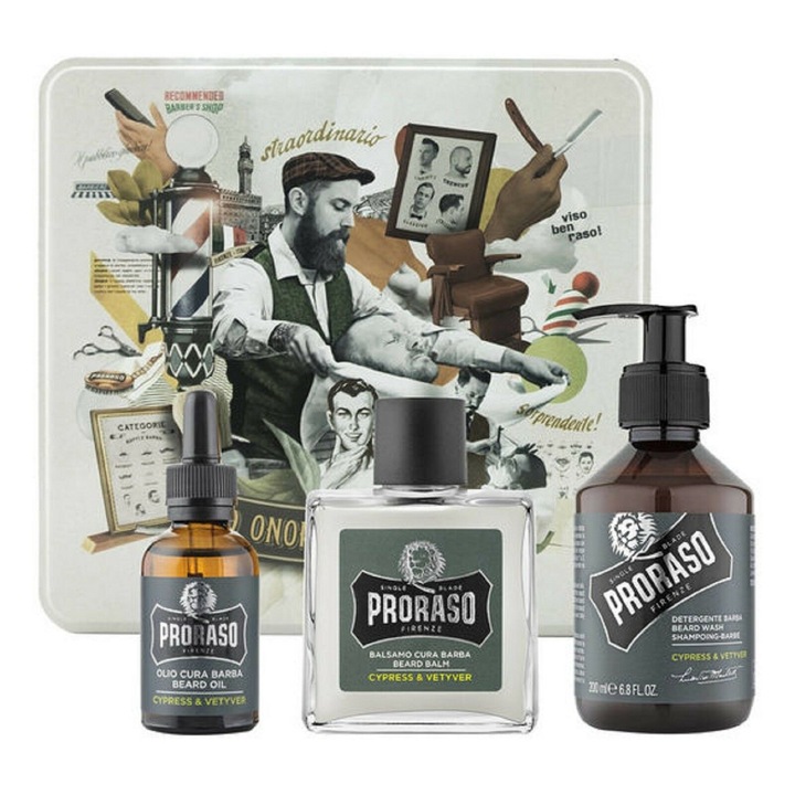 Комплект за грижа за брадата Proraso Cypress & Vetiver, шампоан, масло и балсам за брада