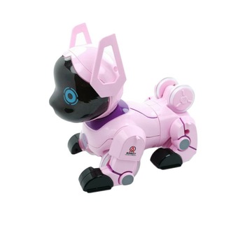 Robot Catelus Smart cu telecomanda ceas, PUPPY Stunt Roll, cantece, lumini, rotire 360 de grade, Roz Robot Catelus Smart cu telecomanda ceas, PUPPY Stunt Roll, cantece, lumini, rotire 360 de grade, Roz