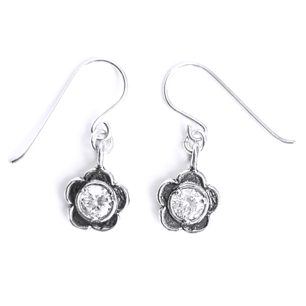 Cercei eleganti din argint 925 Israel cu floricele si zirconii - EPO0041