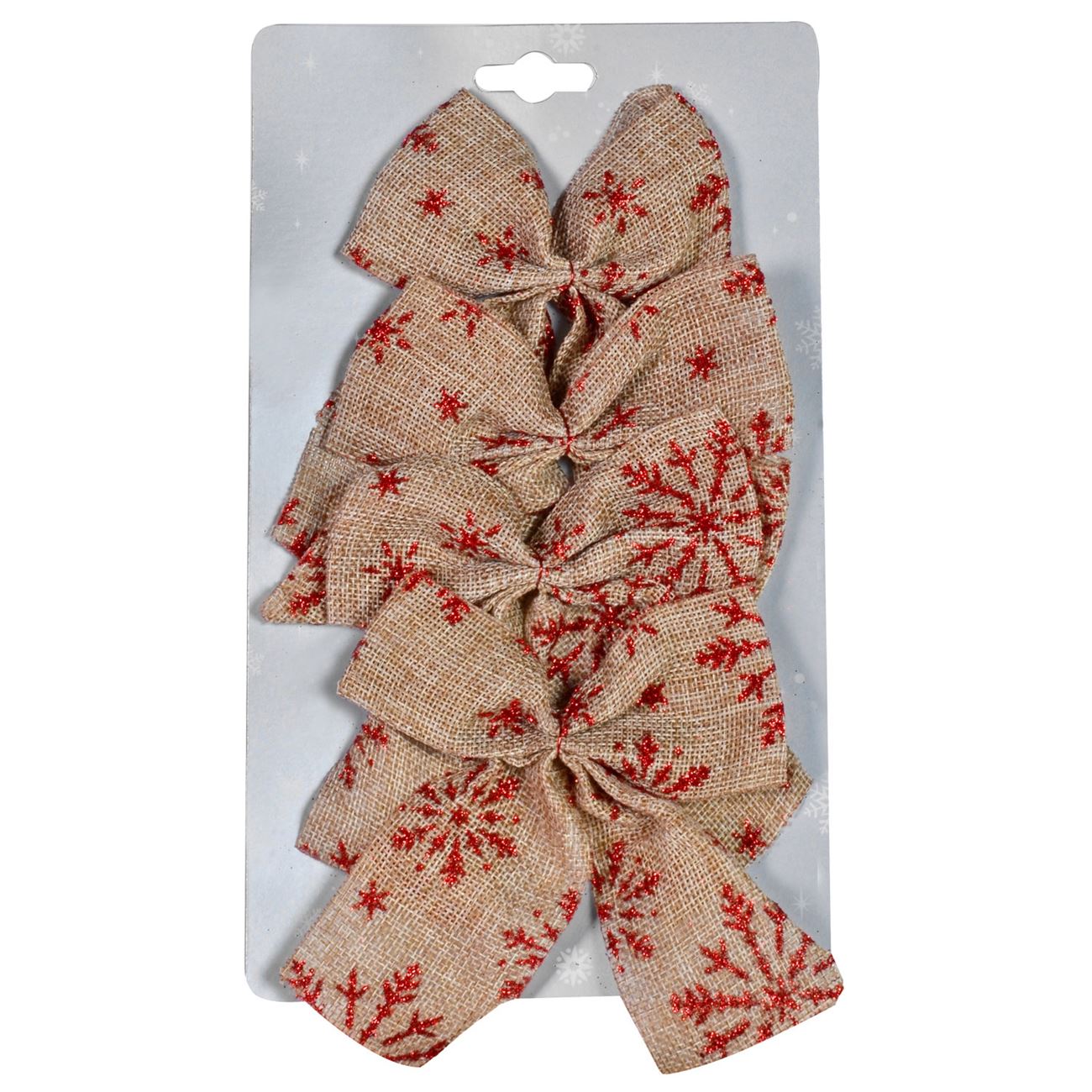 Funda decorativa pentru brad de Craciun, Marbest Grand Shop, rosu/crem, 13 cm, 4 bu