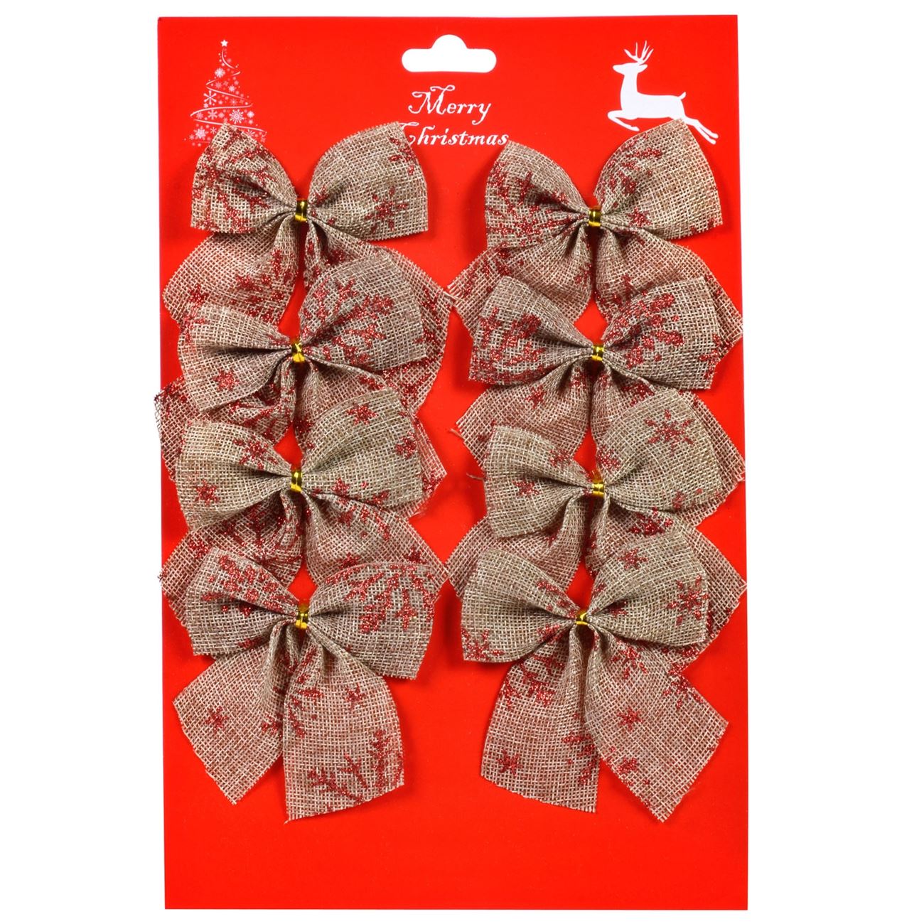 Set 8 fundite Craciun Merry Christmas, DecorCasa, 9 cm