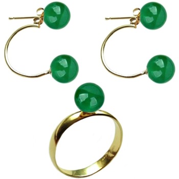 Set Aur Cercei Dubli si Inel cu Jad Malesian, marimea 22,2 mm Set Aur Cercei Dubli si Inel cu Jad Malesian, marimea 22,2 mm