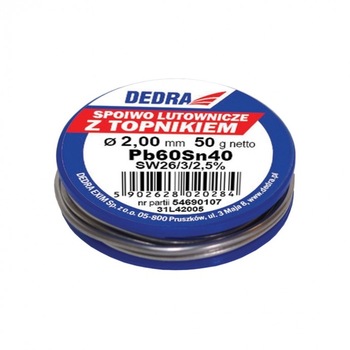 Cositor cu flux 2.0mm, 50g, 40%SN, Pb60Sn40 Cositor cu flux 2.0mm, 50g, 40%SN, Pb60Sn40
