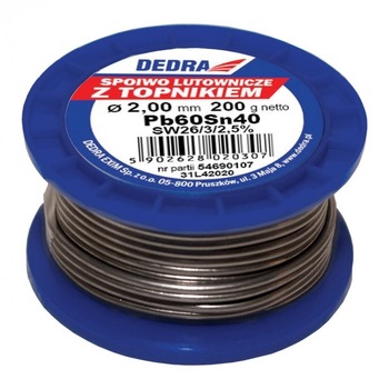 Cositor cu flux 2.0mm, 200g, 40%SN, Pb60Sn40 Cositor cu flux 2.0mm, 200g, 40%SN, Pb60Sn40