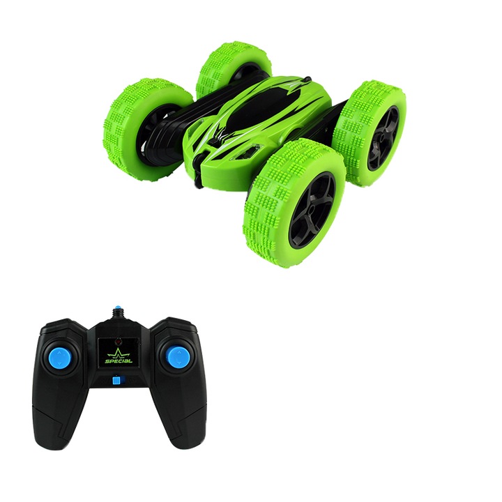 Кола с дистанционно управление Stunt Car Double Star D828, 4WD, 2.4 GHz, led светлини, 1:24, зелено