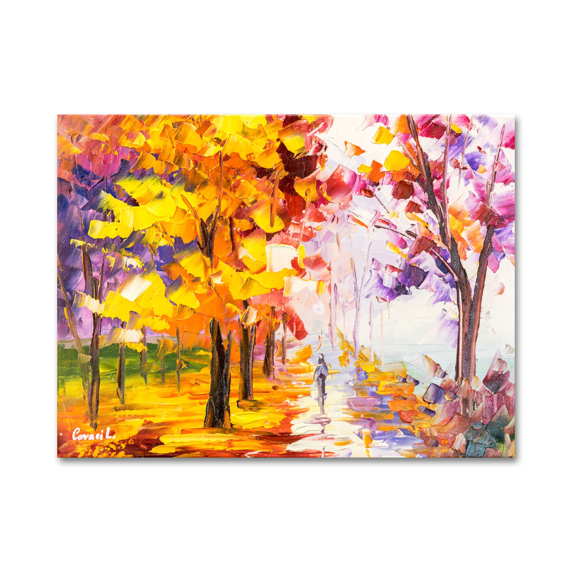 Tablou pictat manual - Armonie pastelata, stilizat - 40x30cm ulei pe panza in cutit