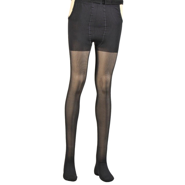 Ciorapi Medicinali Oedema Soft 2, compresia 2, Maternitate, burta reglabila, tip dres cu chilot, microfibra femei, tratament , cu varf inchis, Culoare negru , Masura Large normal