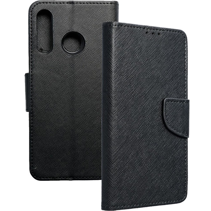 Huawei P Smart Z / Y9 Prime 2019 / Honor 9X kompatibilis telefontok, könyvtok, bankkártyatartós, mágneszáras, fekete Fancy