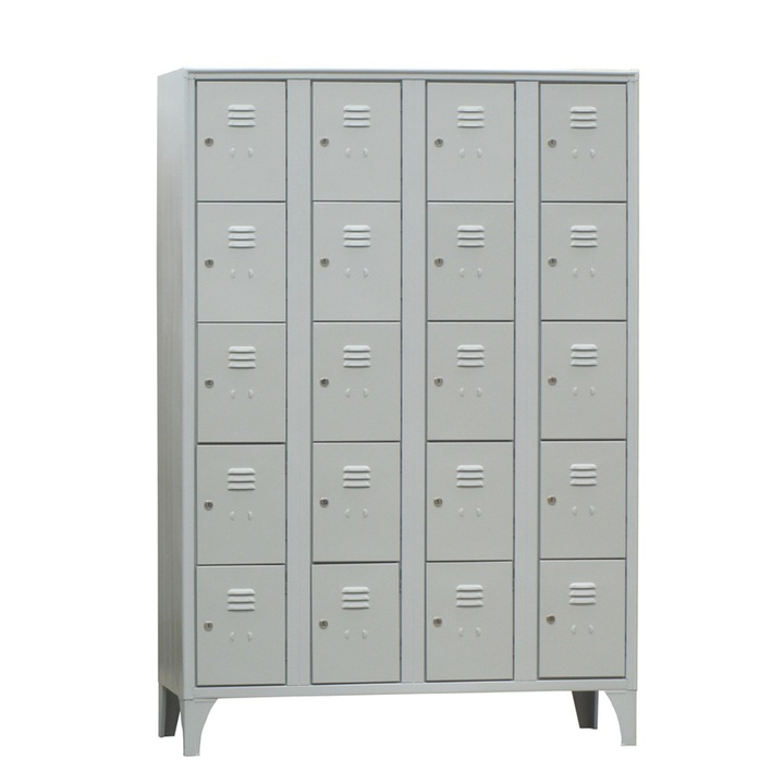 Dulap Vestiar metalic cu picioare si 20 compartimente 170/20, 1200x500x1800 mm (LxlxH), Italia