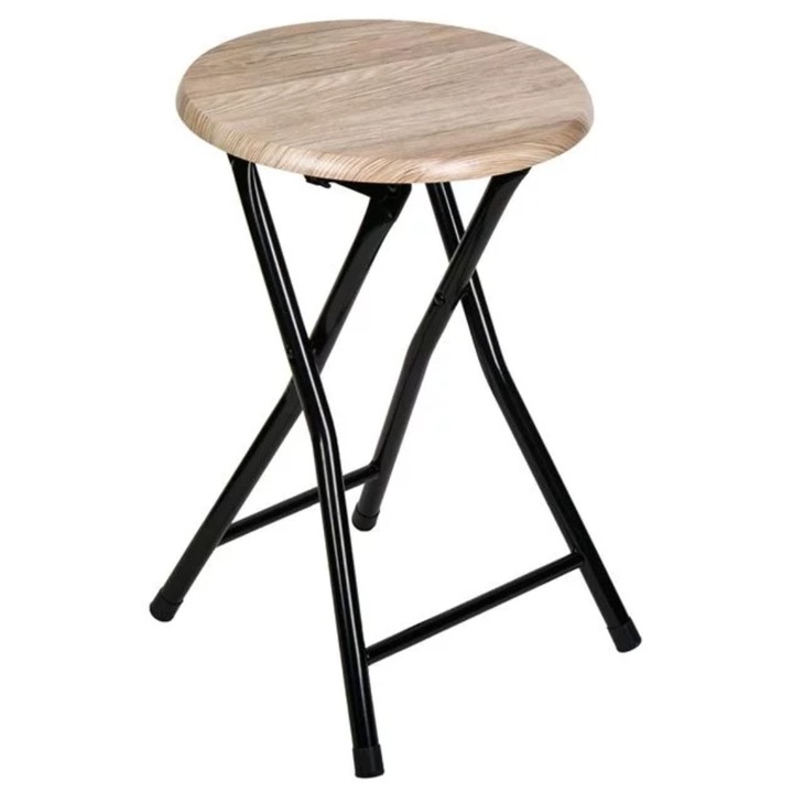 Összecsukható szék, CST, rozsdamentes acél, barna, ülőfelület átmérője 30 cm, magassága 47 cm