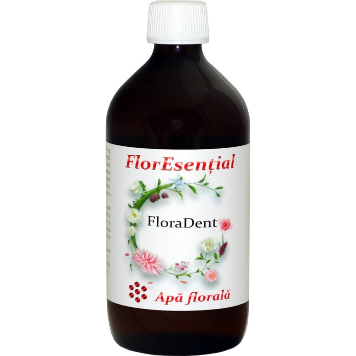 Apa florala de gura cu uleiuri esentiale si minerale FloraDent, 480mL