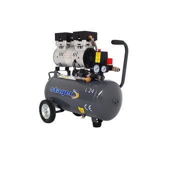 Compresor Stager Silentios (65dB) HM24JW-0.75, Debit aer 165l/min, 8bar, Capaciatate rezervor 24 litri Compresor Stager Silentios (65dB) HM24JW-0.75, Debit aer 165l/min, 8bar, Capaciatate rezervor 24 litri