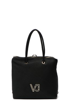 Versace Jeans, Geanta de piele ecologica cu bareta de umar, Negru Versace Jeans, Geanta de piele ecologica cu bareta de umar, Negru