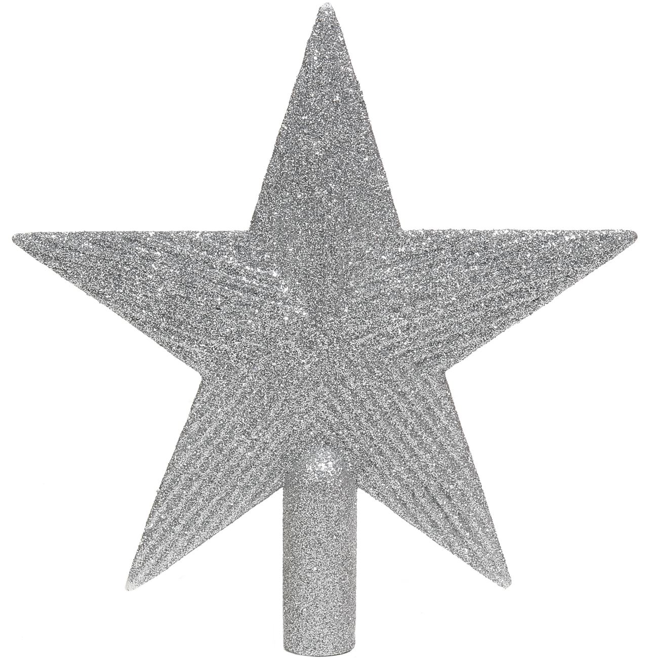 Varf de Brad, New Line, model Stea Glitter, 22 cm, Argintiu