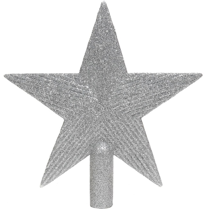 Varf Stea Brad, Model Stea Argintie, Inaltime 22cm, Culoare Argintiu, Material Plastic, MYONNA IT & E- COMMERCE ®