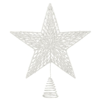 Stea ornamentala alba brad Craciun, DecorCasa, 24 x 18 cm Stea ornamentala alba brad Craciun, DecorCasa, 24 x 18 cm