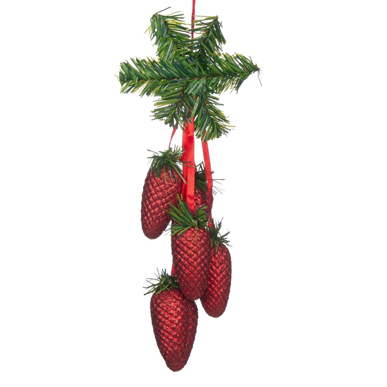 Decoratiune de Craciun, Zola®, care atarna, din conuri rosii, 6 buc, 35 cm