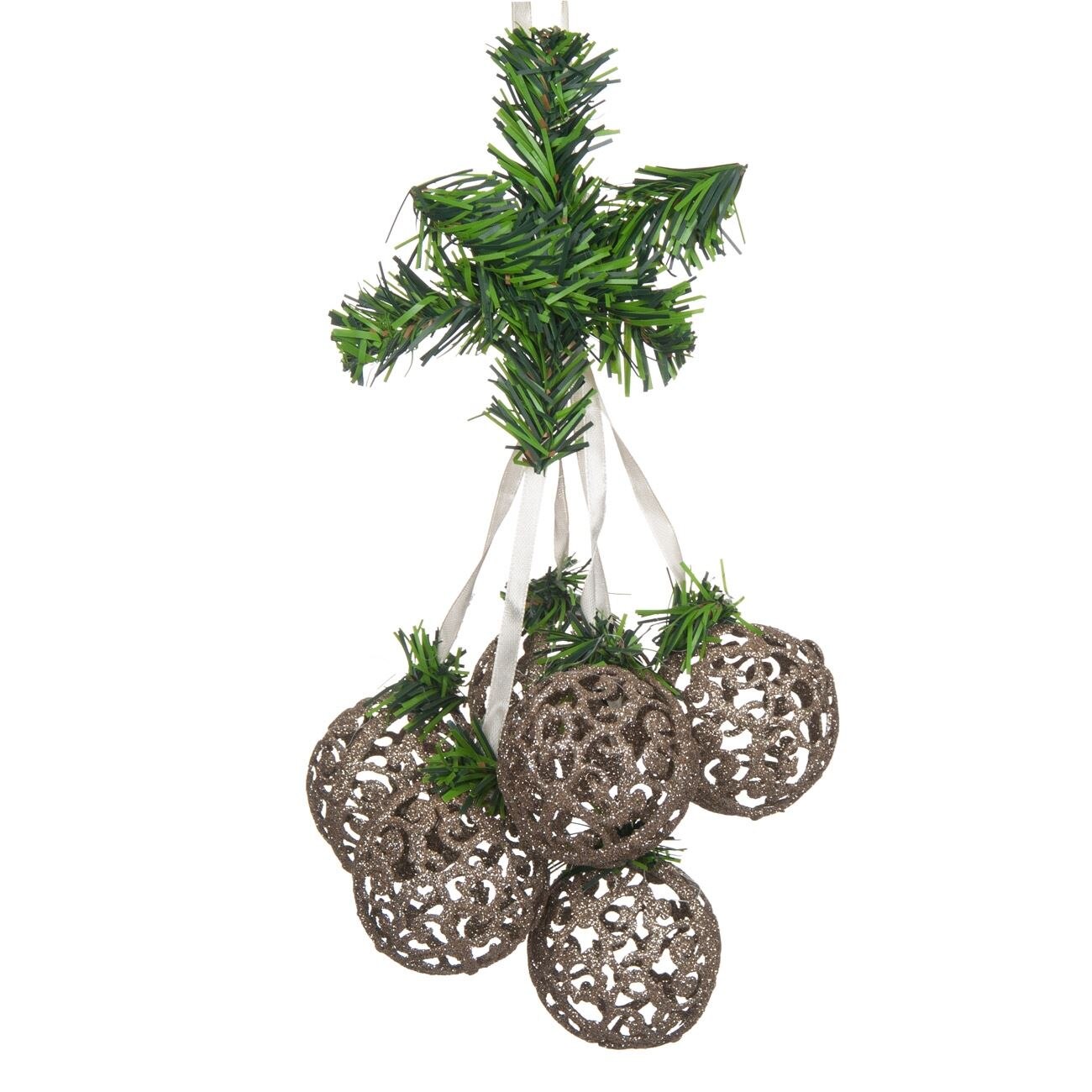 Decoratiune de Craciun, Zola®, care atarna, din globulete aurii, 6 buc, 30 cm