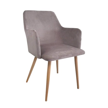 Scaun tip fotoliu dining/bucatarie MF SELLA, Tapitat, Catifea, Gri