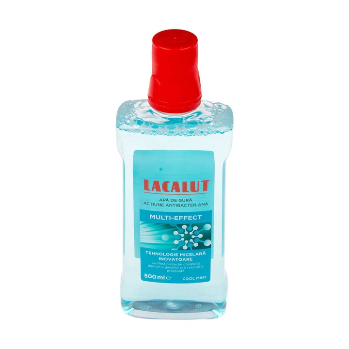Lacalut Multi-Effect Cool Mint Szájvíz, Antibakteriális Hatással, 500ml
