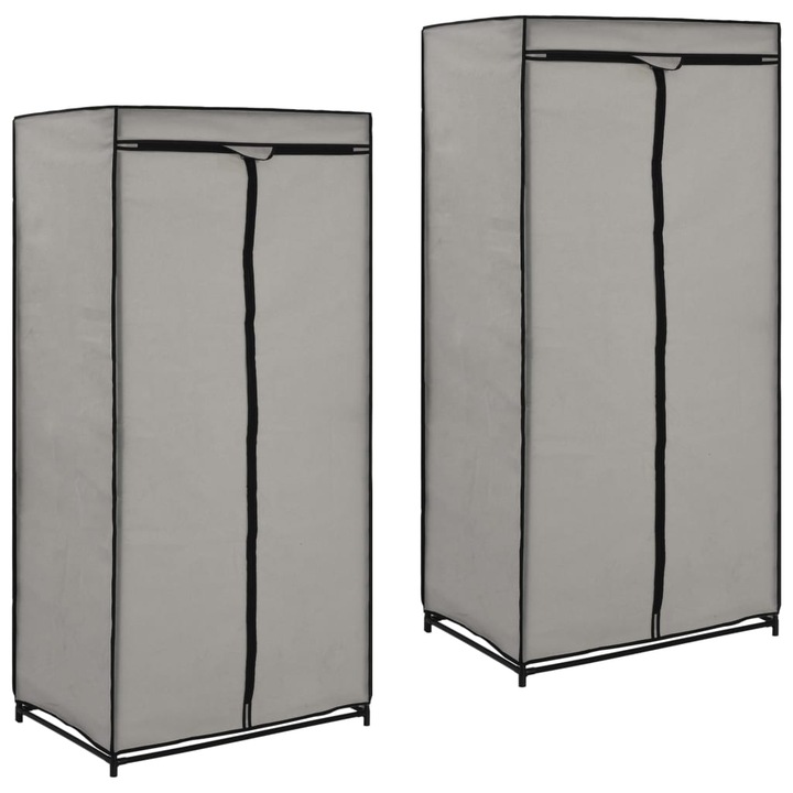Гардеробi vidaXL, 75х50х160 см, 2 броя, сив плат