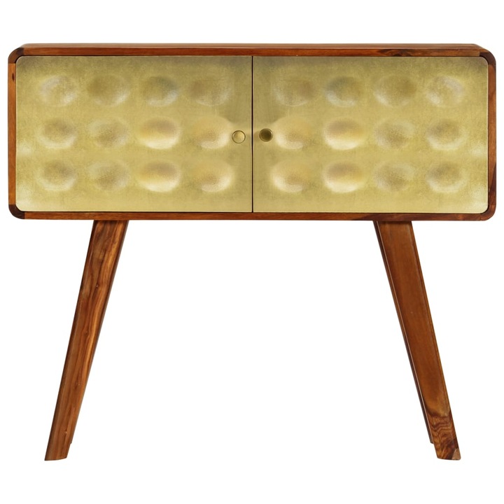 Servanta lemn masiv de sheesham cu imprimeu vidaXL, auriu, 90x30x77 cm, 16.4 kg 246346