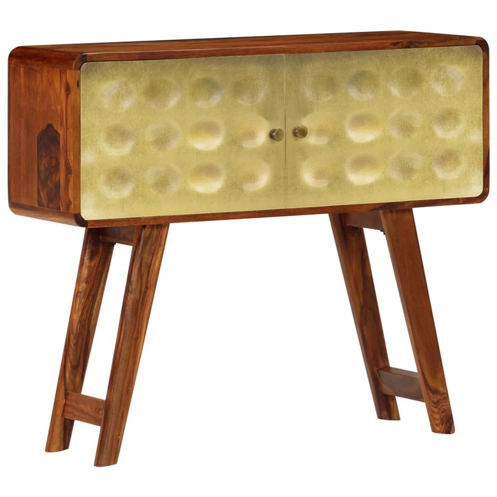 Servanta lemn masiv de sheesham cu imprimeu vidaXL, auriu, 90x30x77 cm, 16.4 kg 246346