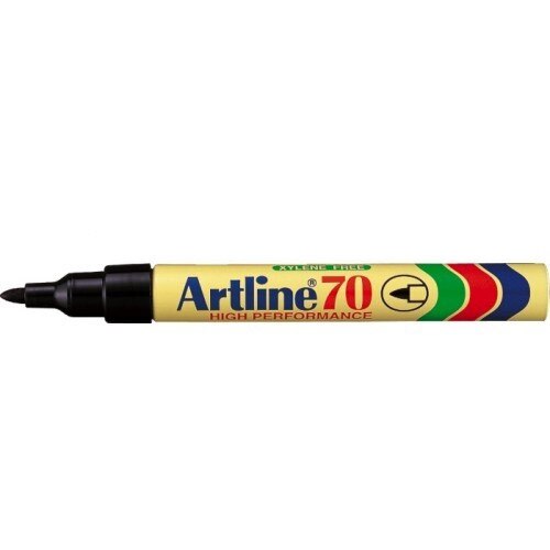 Permanent marker varf rotund, 1.5mm, corp metalic, ARTLINE 70 - negru