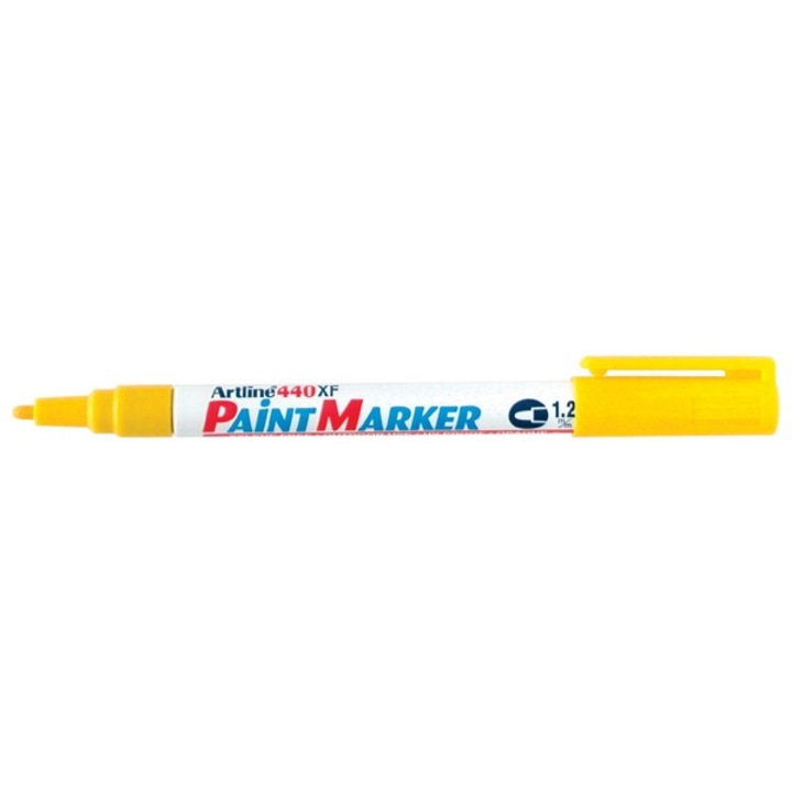 Marker cu vopsea varf rotund 1.2mm, corp metalic, ARTLINE 440XF - galben