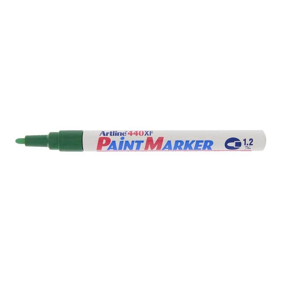 Marker cu vopsea varf rotund 1.2mm, corp metalic, ARTLINE 440XF - verde