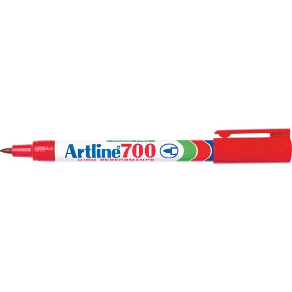 Permanent marker varf rotund, 0.7mm, corp metalic, ARTLINE 700 - rosu