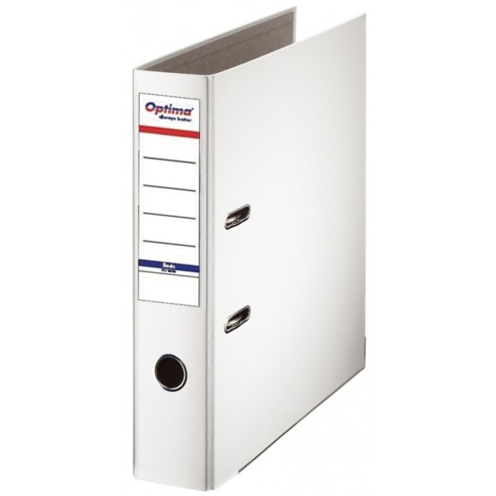 Biblioraft A4, Plastifiat Pp/paper, Margine Metalica, 75 Mm, Optima Basic - Alb
