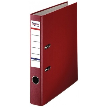 Biblioraft A4, plastifiat PP/paper, margine metalica, 50 mm, Optima Basic - visiniu Biblioraft A4, plastifiat PP/paper, margine metalica, 50 mm, Optima Basic - visiniu