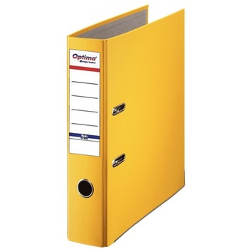 Biblioraft A4, plastifiat PP/paper, margine metalica, 75 mm, Optima Basic - galben Biblioraft A4, plastifiat PP/paper, margine metalica, 75 mm, Optima Basic - galben