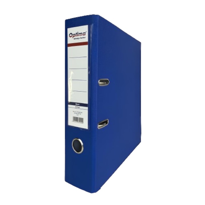Biblioraft A4, Plastifiat Pp/paper, Margine Metalica, 50 Mm, Optima Basic - Albastru