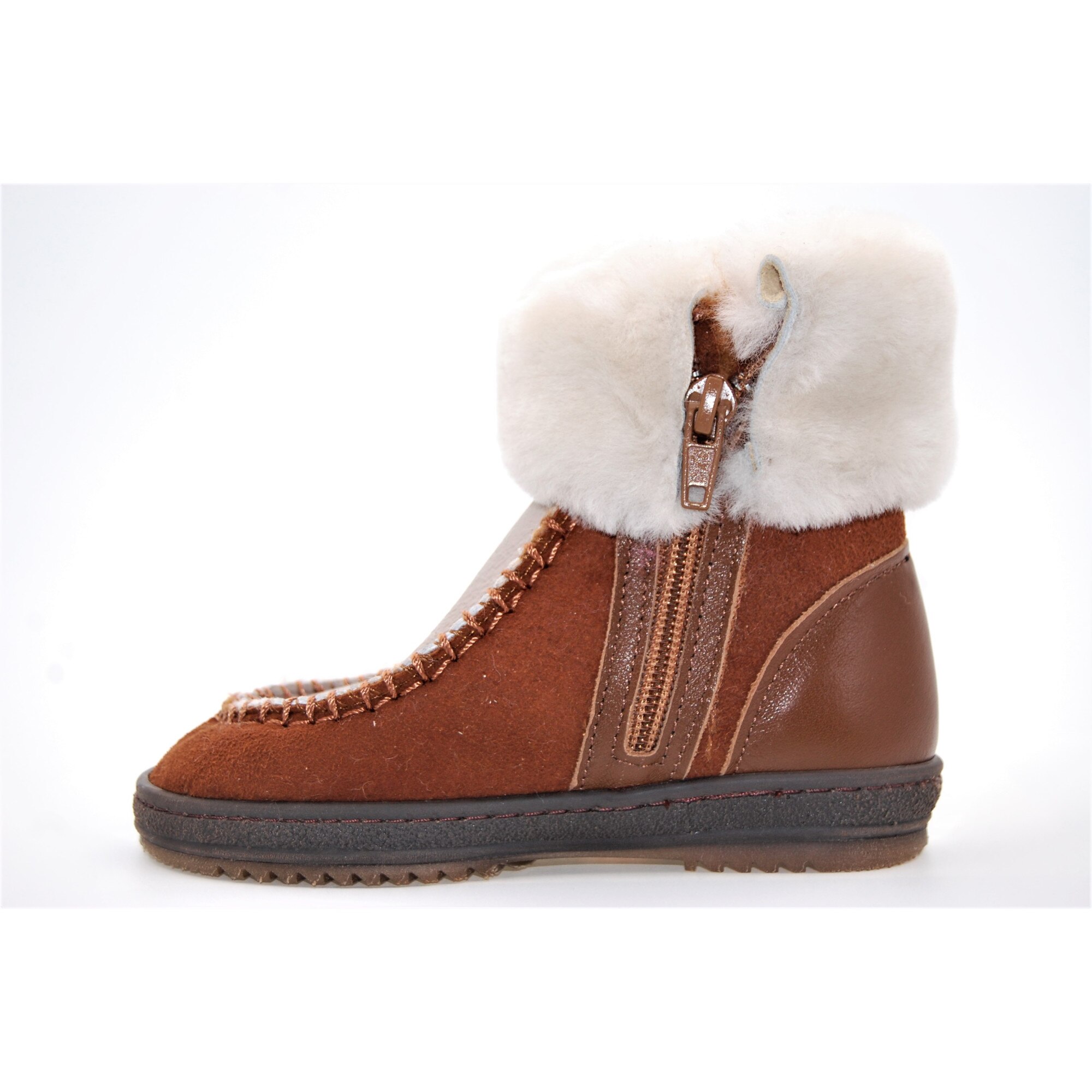 Cizme copii Sibel Bebe EVO930, piele intoarsa, imblanite,Maro