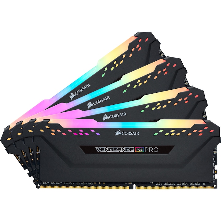 Памет Corsair Vengeance XMP 2.0 Black Heatspreader, 64GB (4x16GB), DDR4, 3200MHz, CL 16, RGB