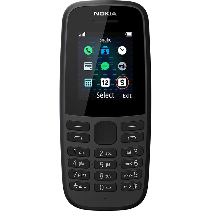 Nokia 105 (2019) Mobiltelefon, Kártyafüggetlen, Single SIM, Fekete