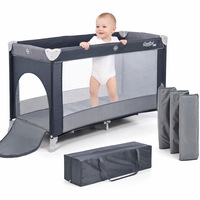 Patut Turistic pliabil Ideal Travel, Design solid si elastic, constructie solida in 7 puncte, saltea moale si pliabila, geanta transport inclusa, Gri
