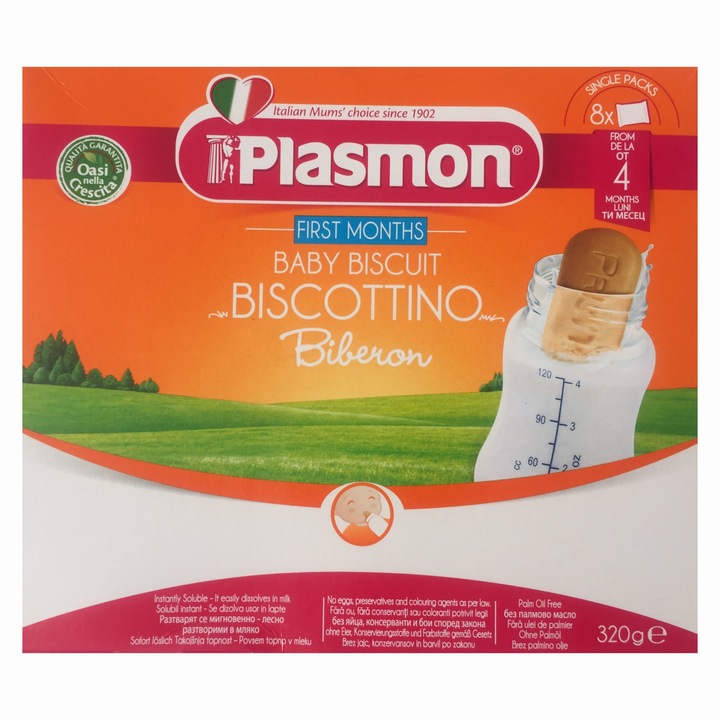 Biscuiti pentru biberon Plasmon, 320 g, de la 4 luni